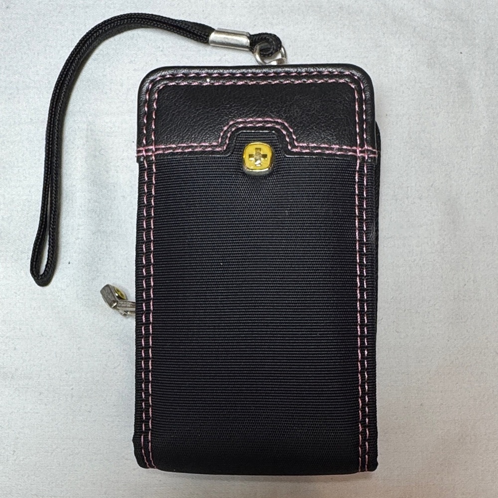 Wenger Black and Pink Phone Camera Wristlet Case